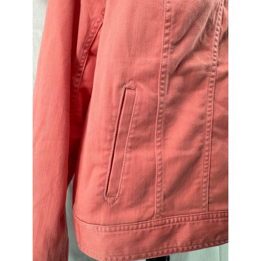 Talbots Plus Coral Pink Denim Jacket Stretch Cotton Blend Size 2X - Picture 6 of 8